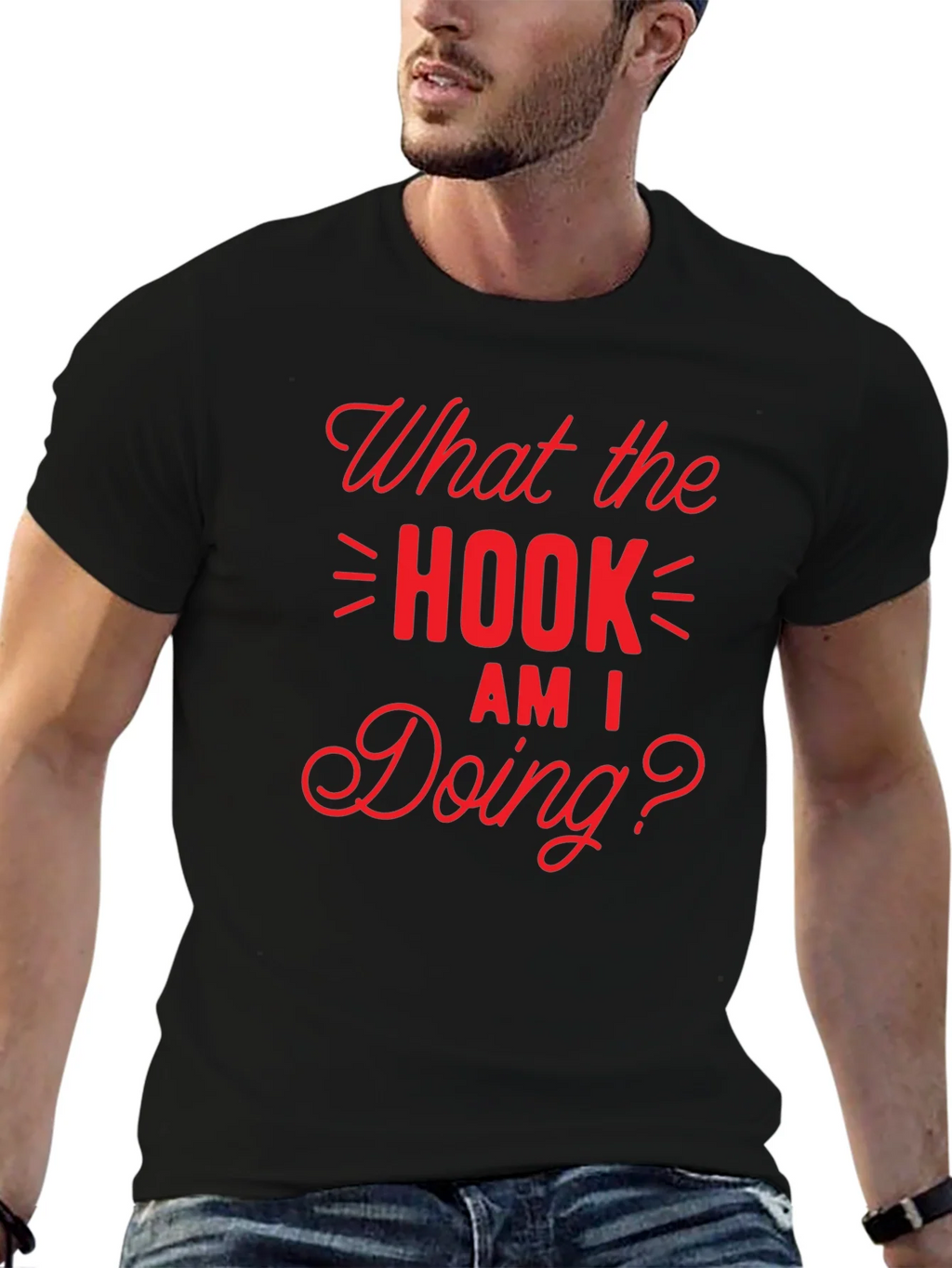 What the Hook Am I Doing? Black T-Shirt product image 9
