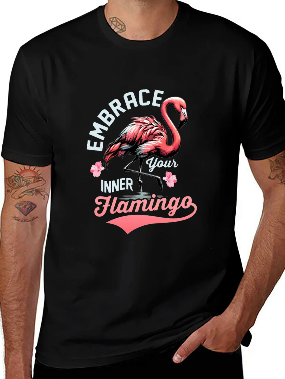 Embrace Your Inner Flamingo T-Shirt - Black Cotton Tee product image 1