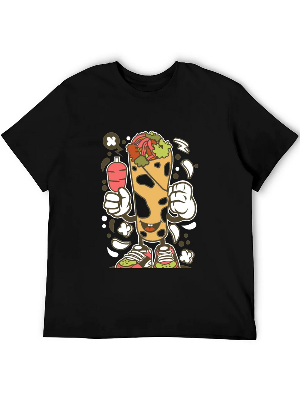 Funny Shawarma Cartoon Black T-Shirt product image 8