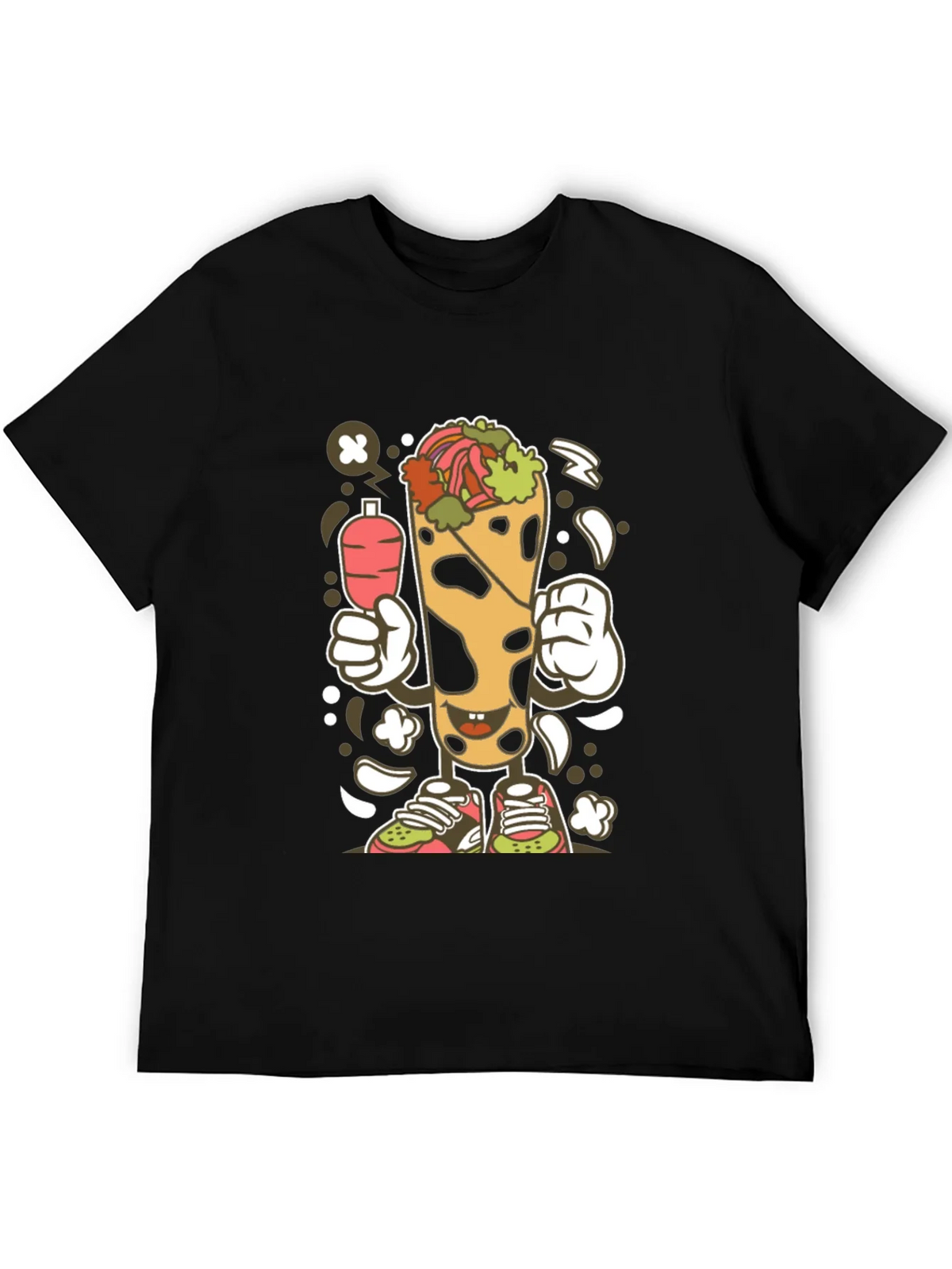 Funny Shawarma Cartoon Black T-Shirt product image 8