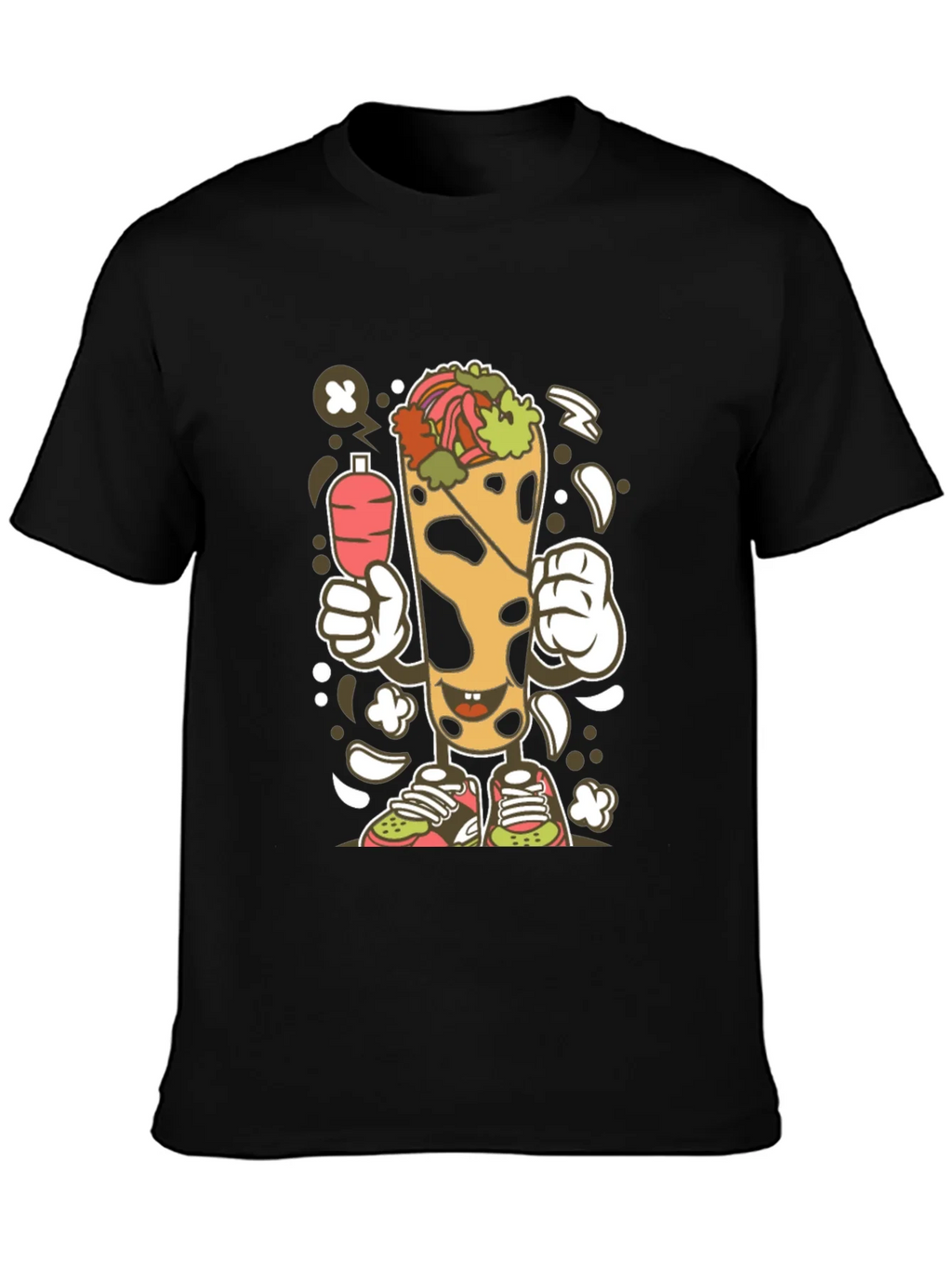 Funny Shawarma Cartoon Black T-Shirt product image 6