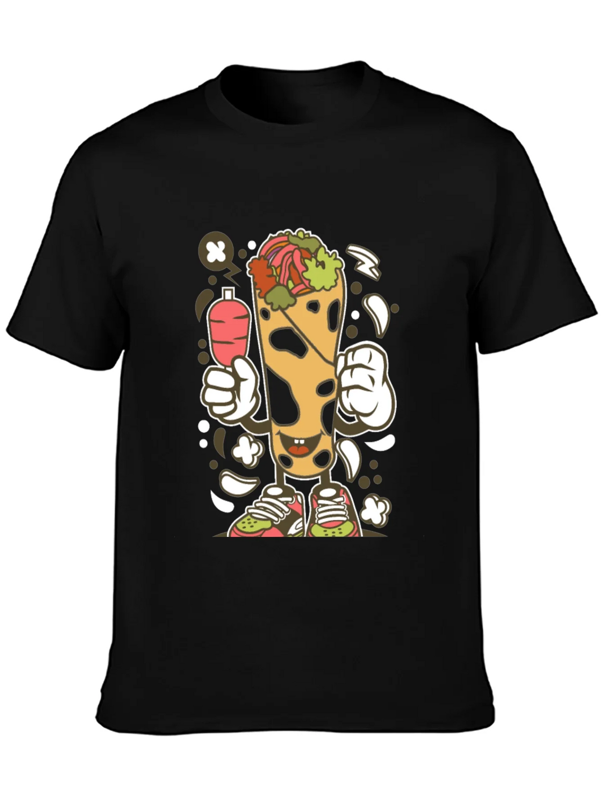 Funny Shawarma Cartoon Black T-Shirt product image 6
