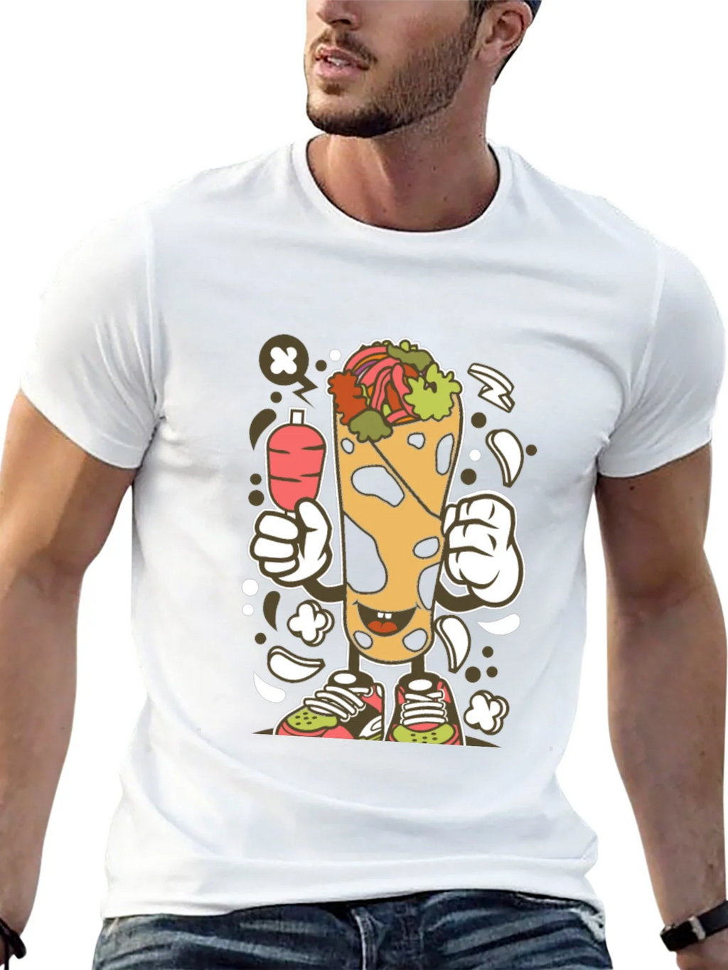 Funny Shawarma Cartoon Black T-Shirt product image 4