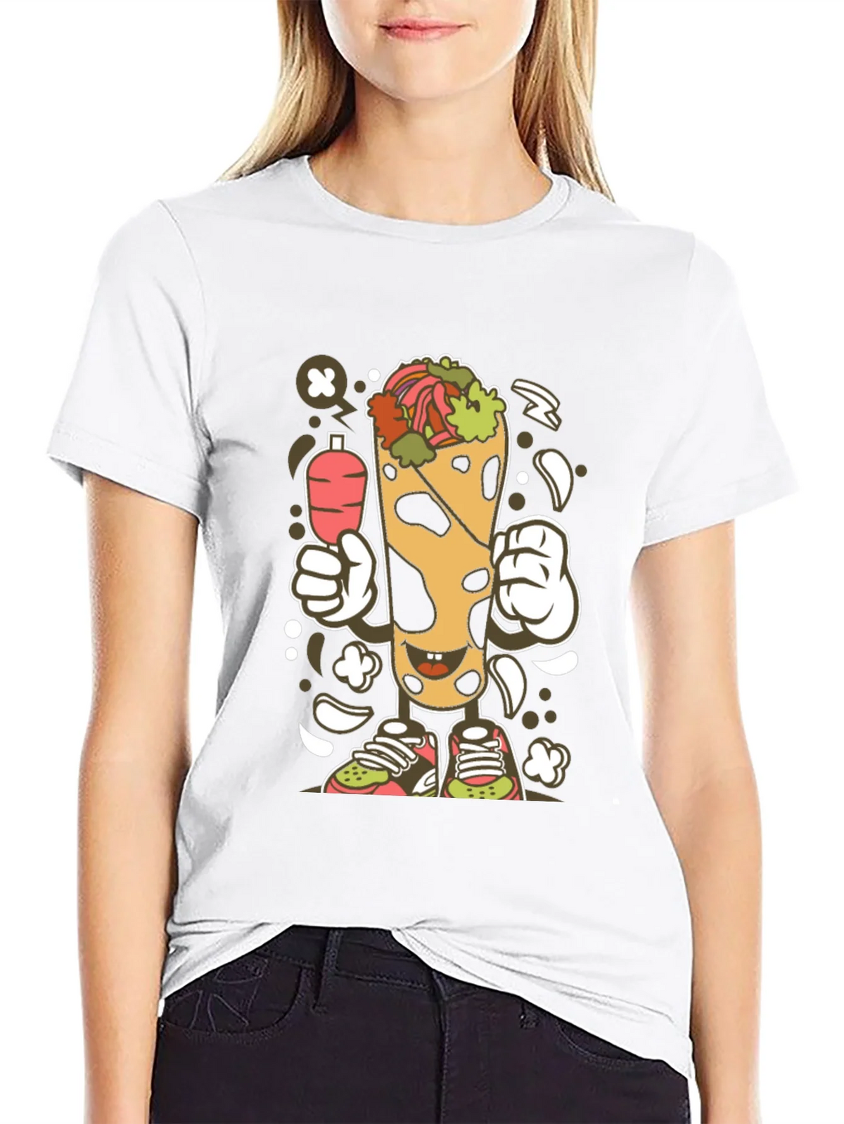 Funny Shawarma Cartoon Black T-Shirt product image 11