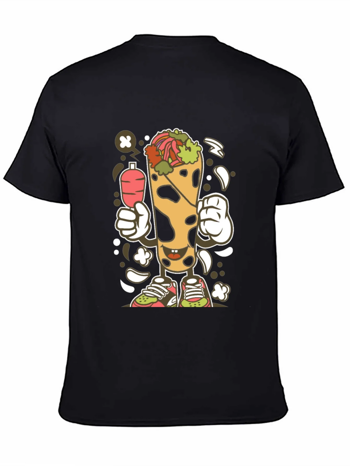 Funny Shawarma Cartoon Black T-Shirt product image 7