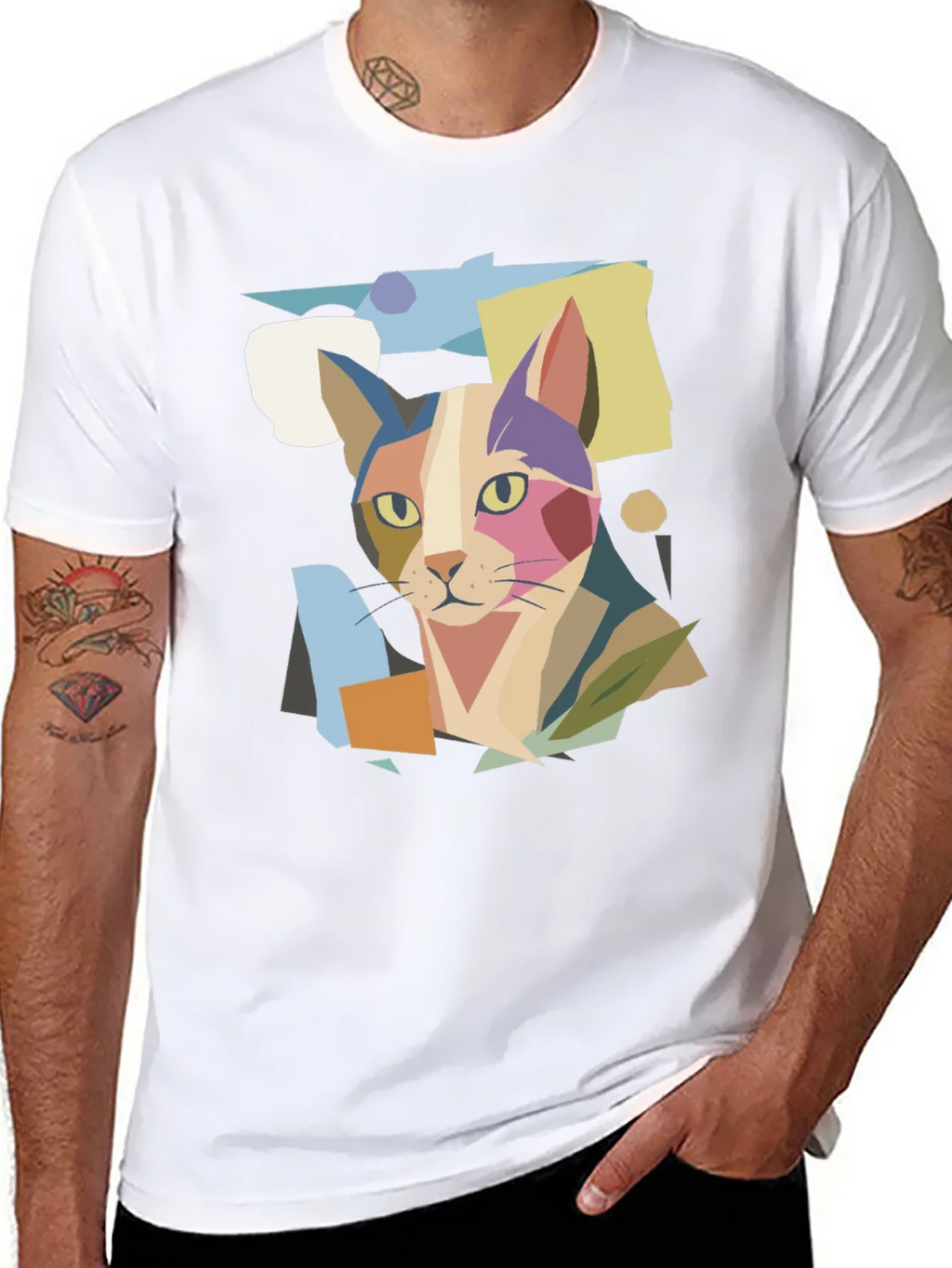 Abstract Cat Graphic Print Tee product image 10