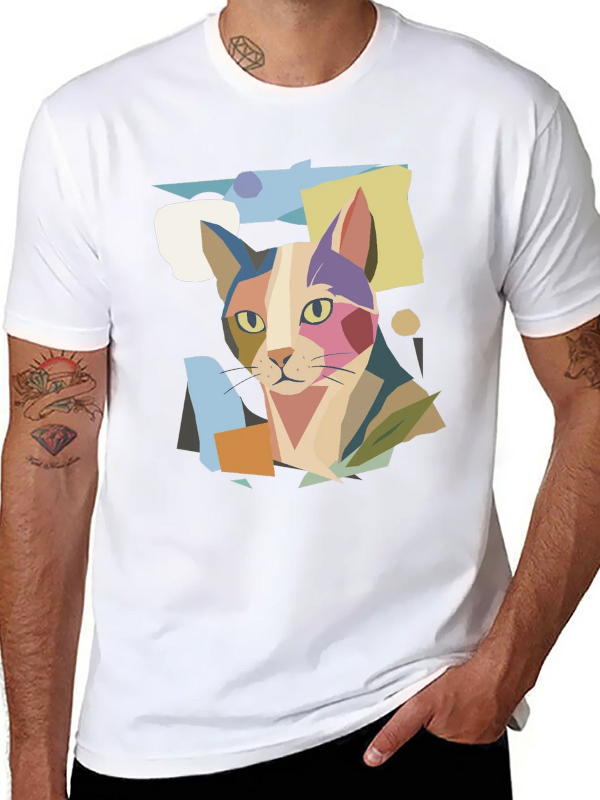 Abstract Cat Graphic Print Tee product image 10