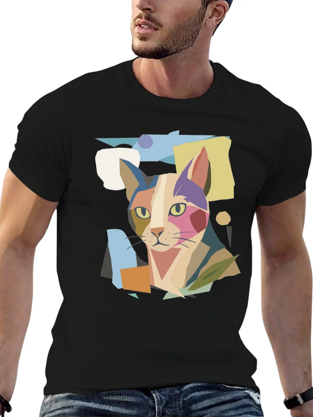 Abstract Cat Graphic Print Tee product image 9