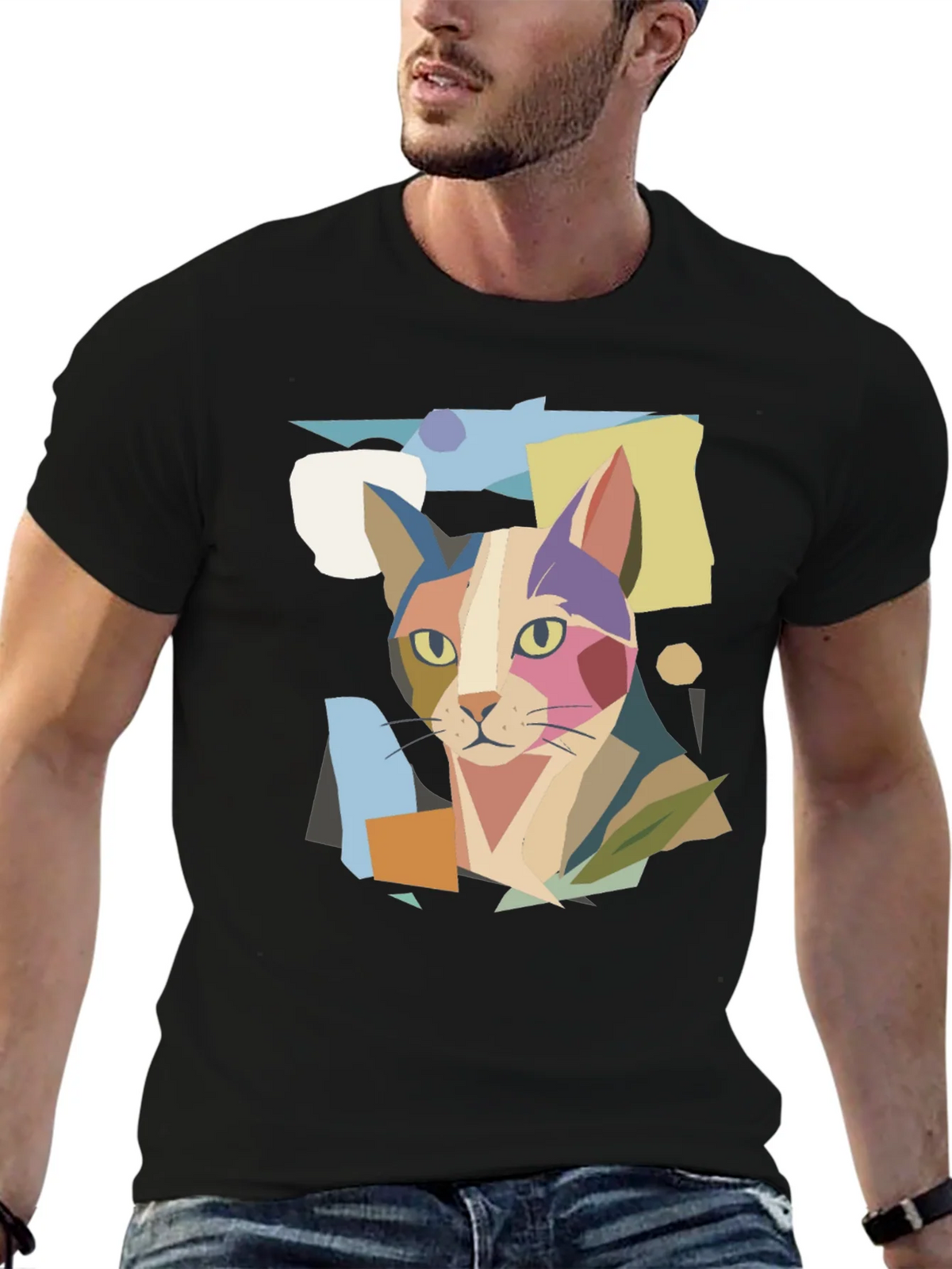 Abstract Cat Graphic Print Tee product image 9