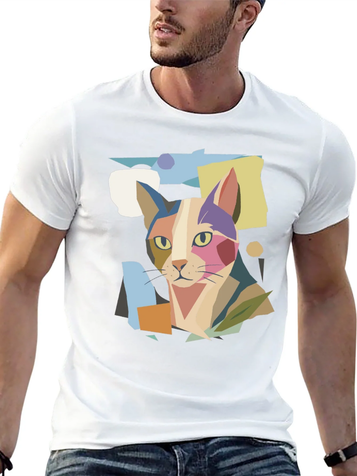 Abstract Cat Graphic Print Tee product image 4