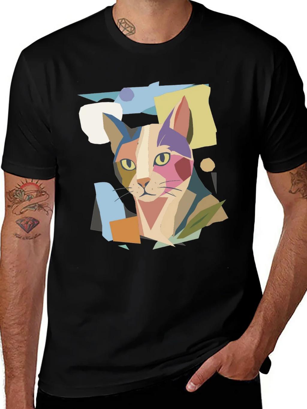Abstract Cat Graphic Print Tee product image 1