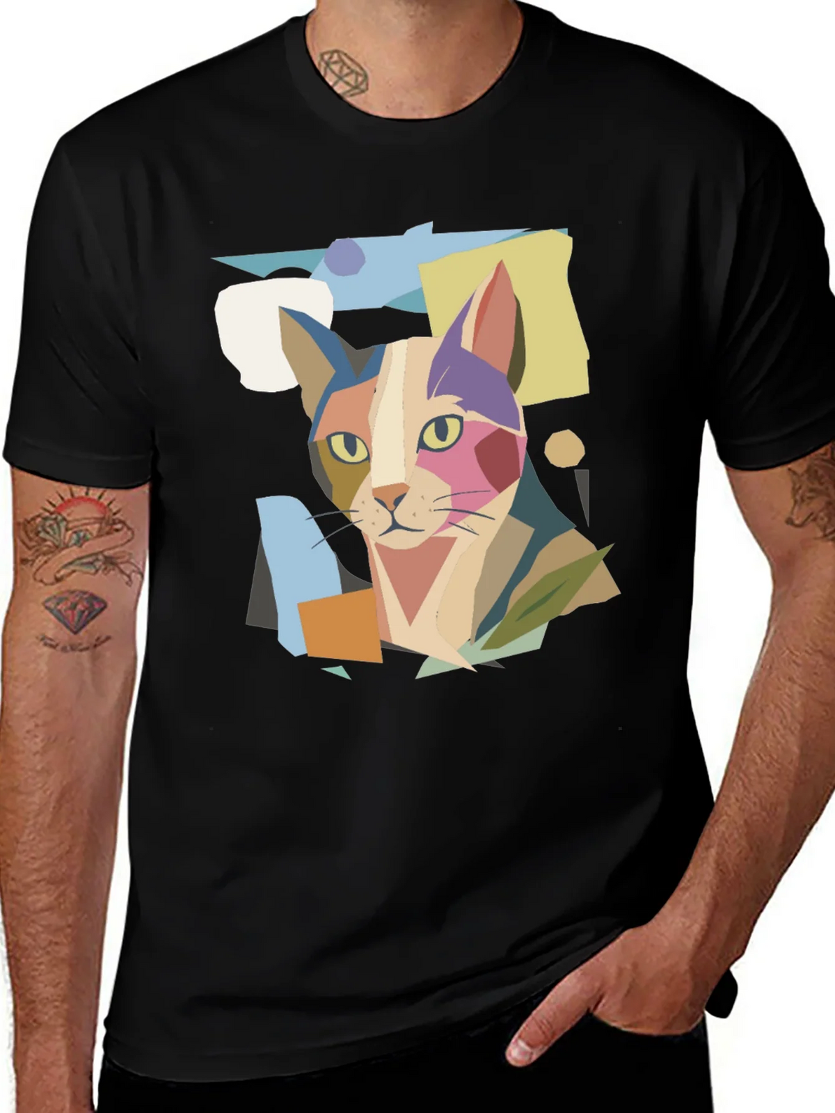 Abstract Cat Graphic Print Tee product image 1