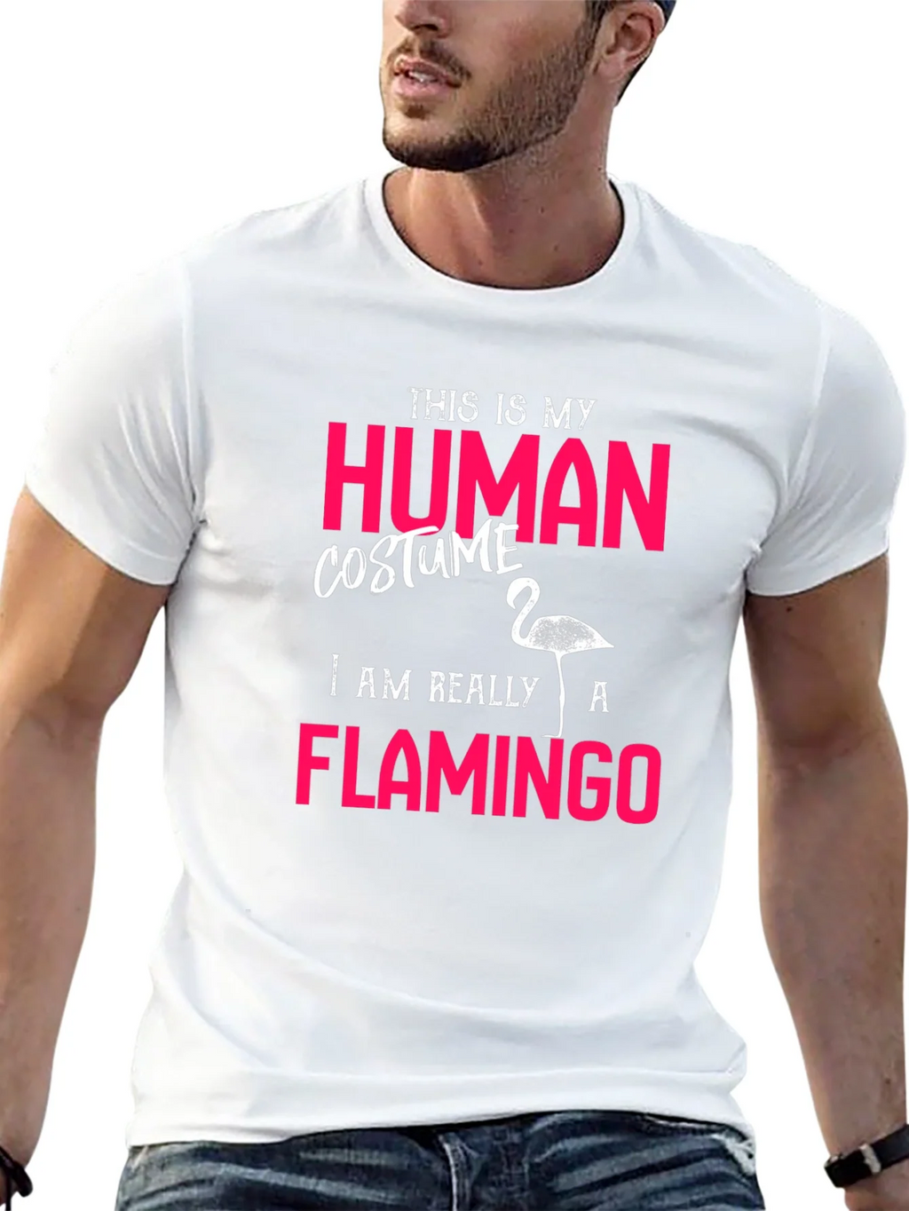 Human Costume Flamingo T-Shirt Funny Halloween Tee product image 4