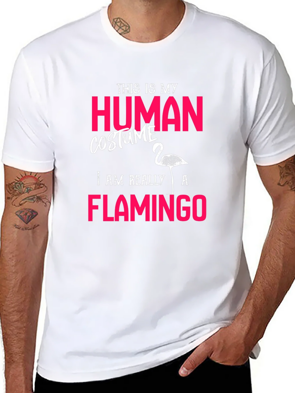 Human Costume Flamingo T-Shirt Funny Halloween Tee product image 10