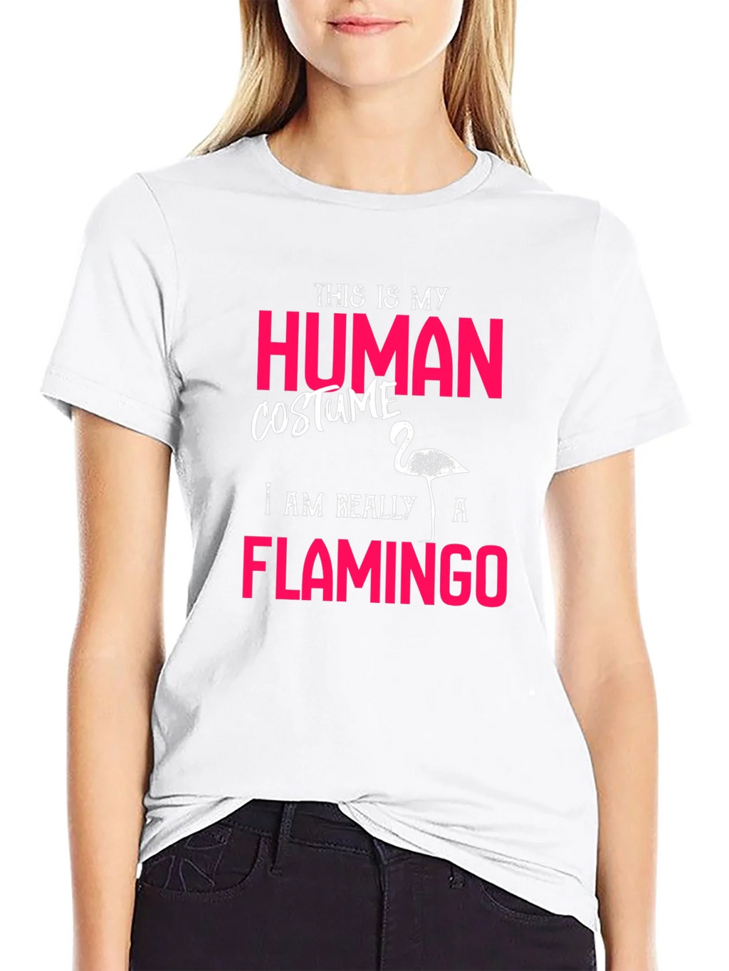 Human Costume Flamingo T-Shirt Funny Halloween Tee product image 11