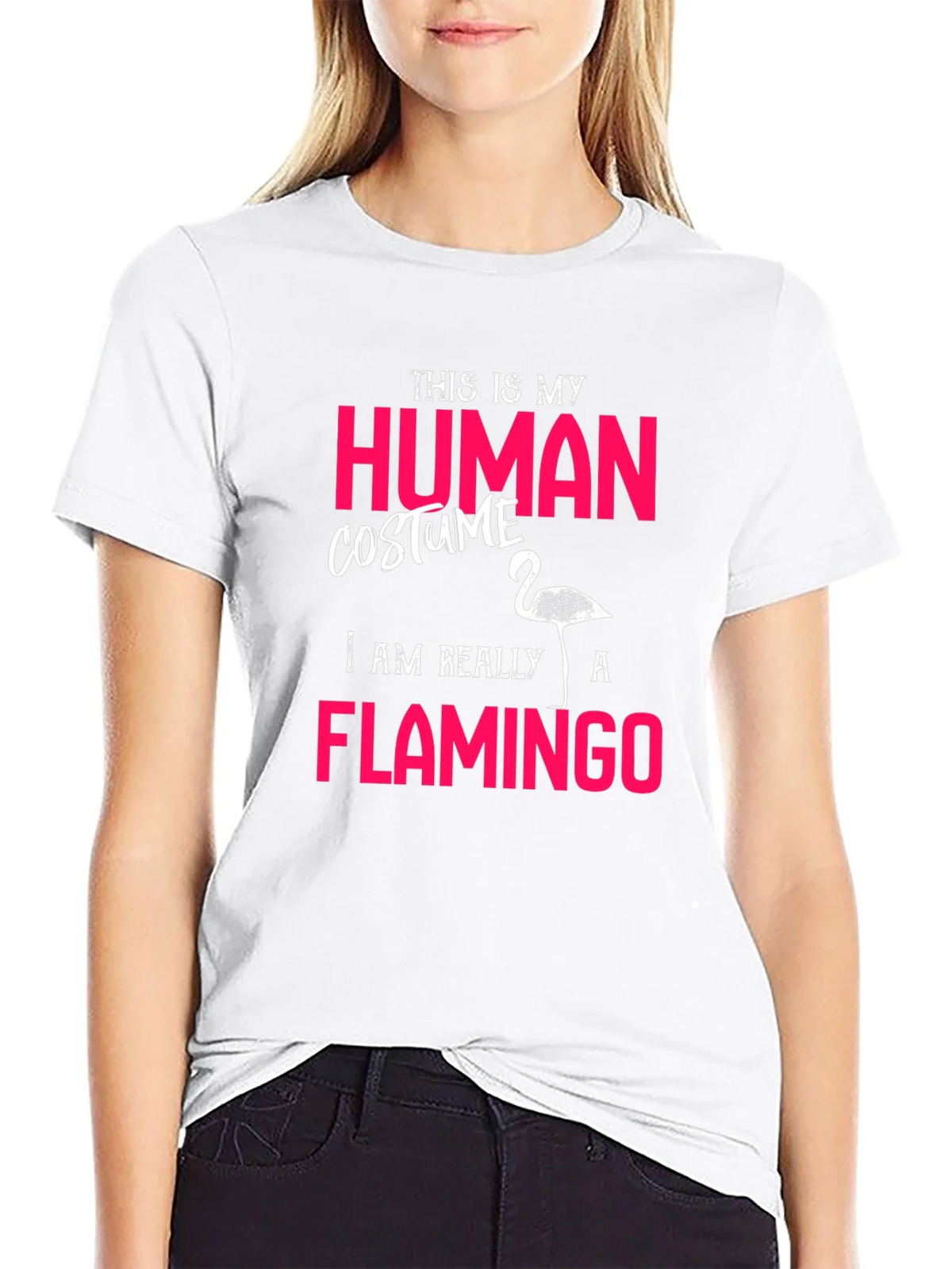 Human Costume Flamingo T-Shirt Funny Halloween Tee product image 11