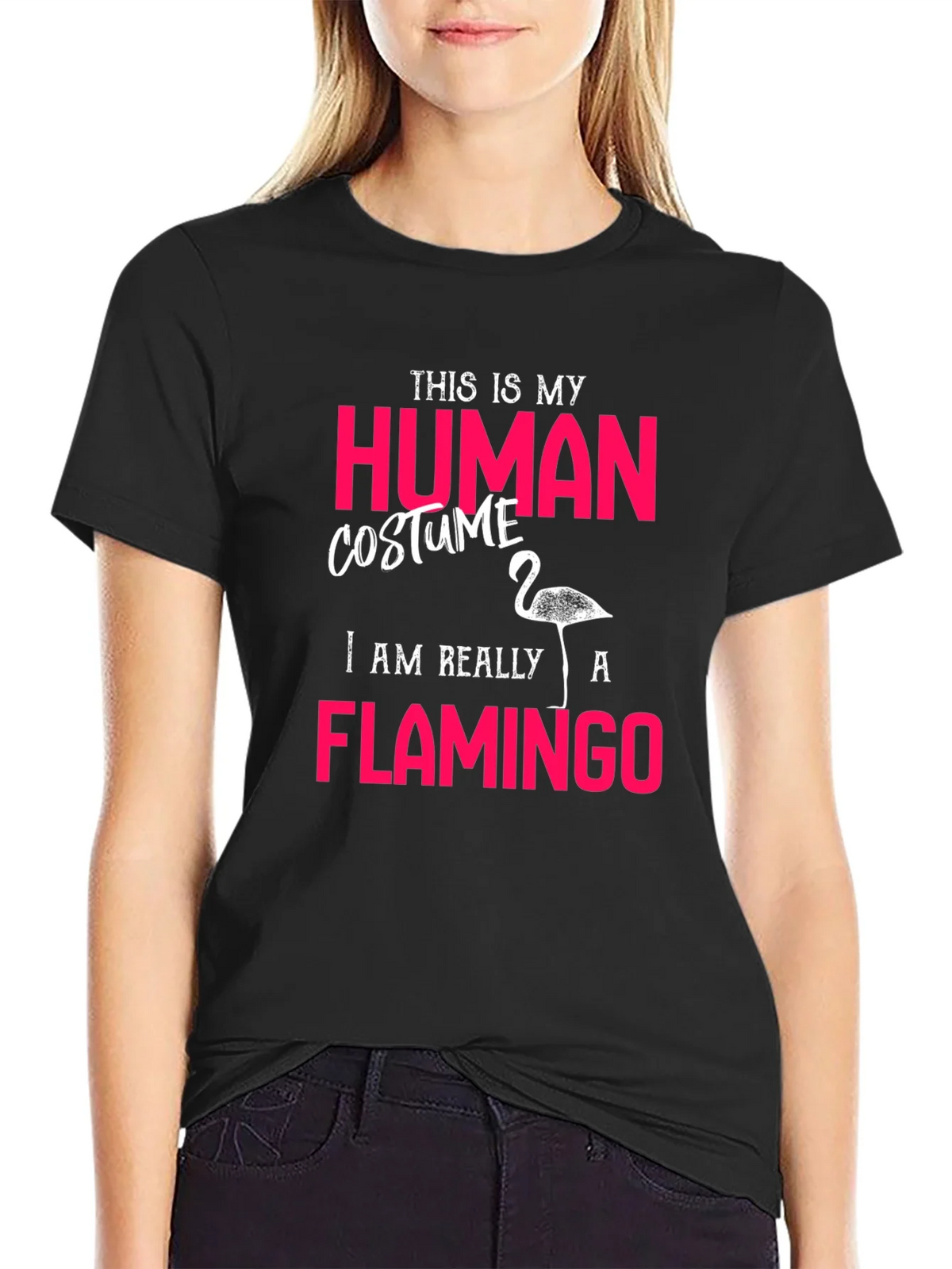 Human Costume Flamingo T-Shirt Funny Halloween Tee product image 5