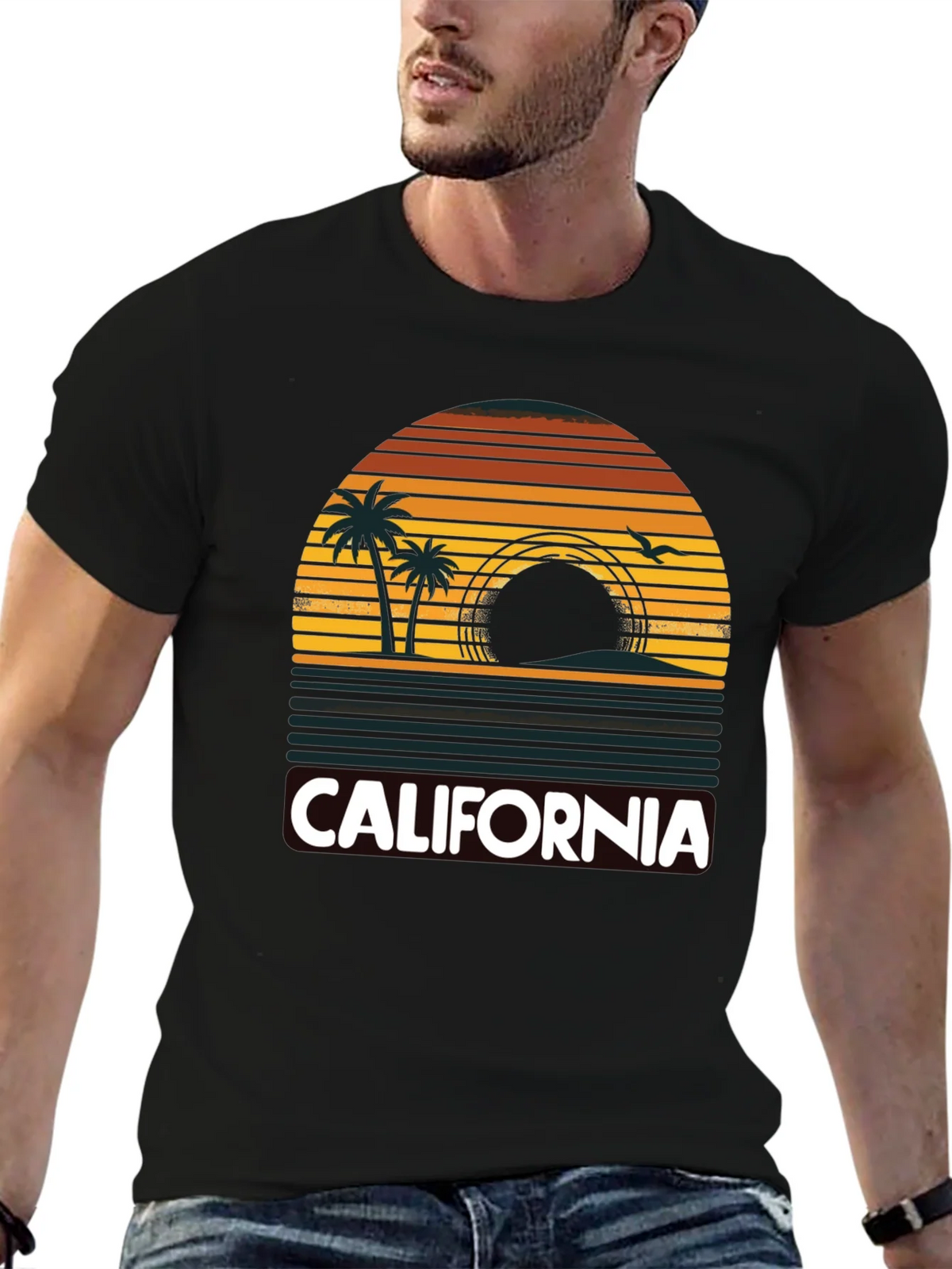 California Sunset Palm Tree T-Shirt product image 9
