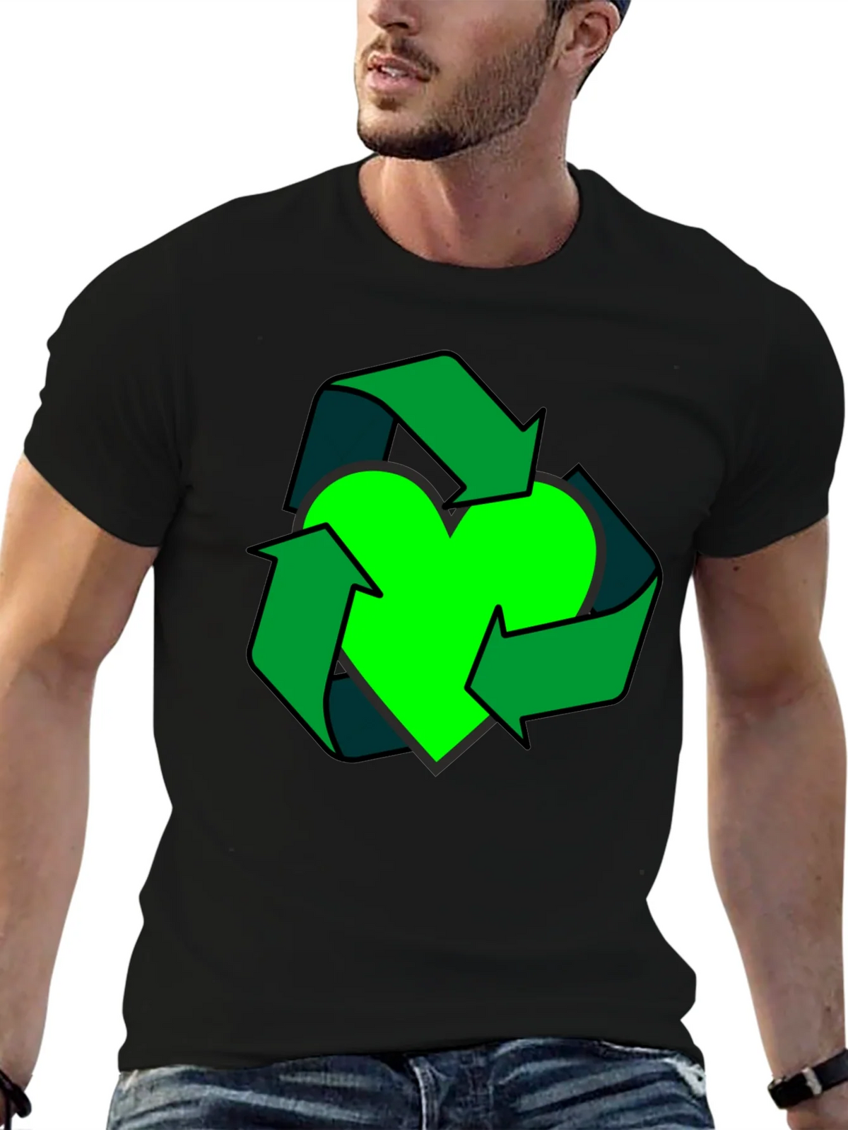 Eco Heart Recycle Graphic Tee - Black product image 9