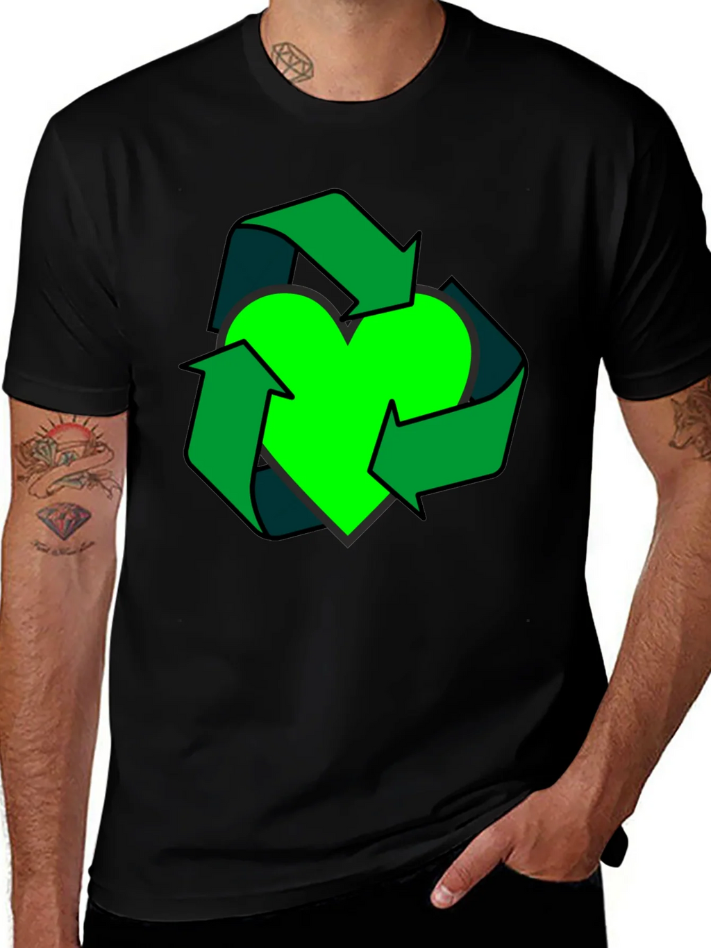Eco Heart Recycle Graphic Tee - Black product image 1