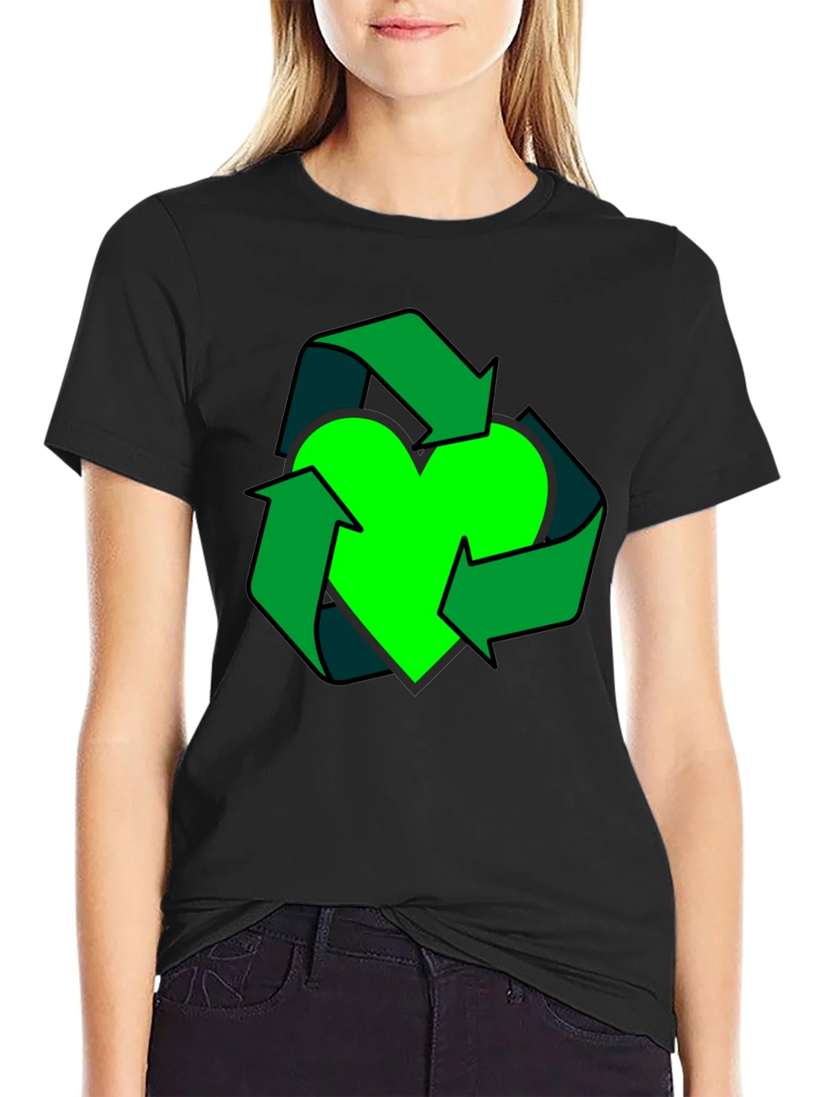 Eco Heart Recycle Graphic Tee - Black product image 5