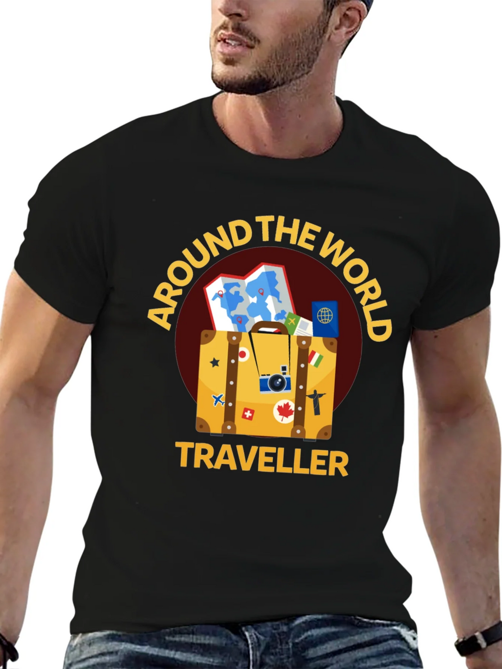 Around The World Traveler Black T-Shirt product image 9