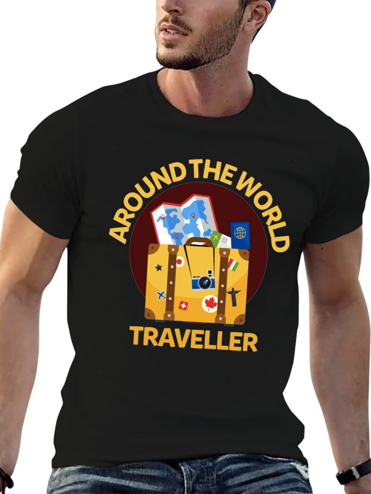 Around The World Traveler Black T-Shirt product image 9