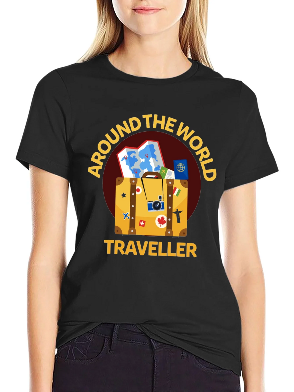 Around The World Traveler Black T-Shirt product image 5