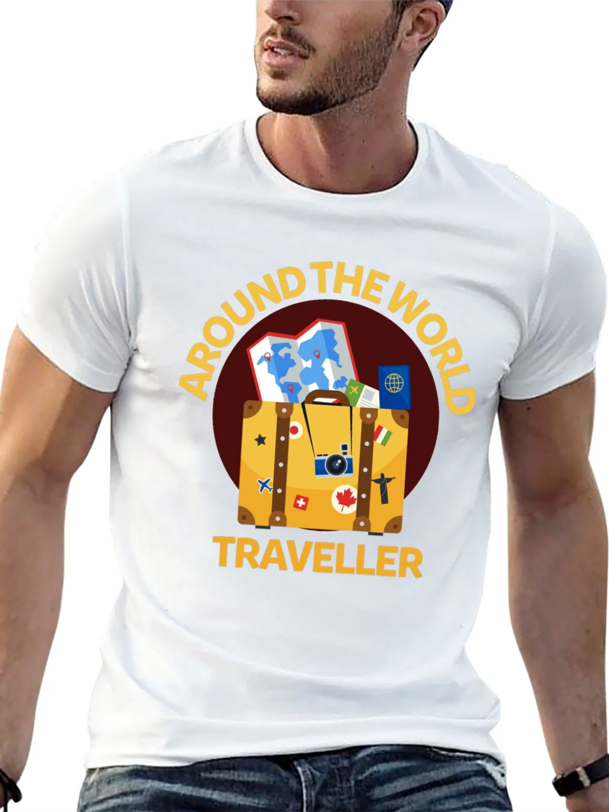 Around The World Traveler Black T-Shirt product image 4