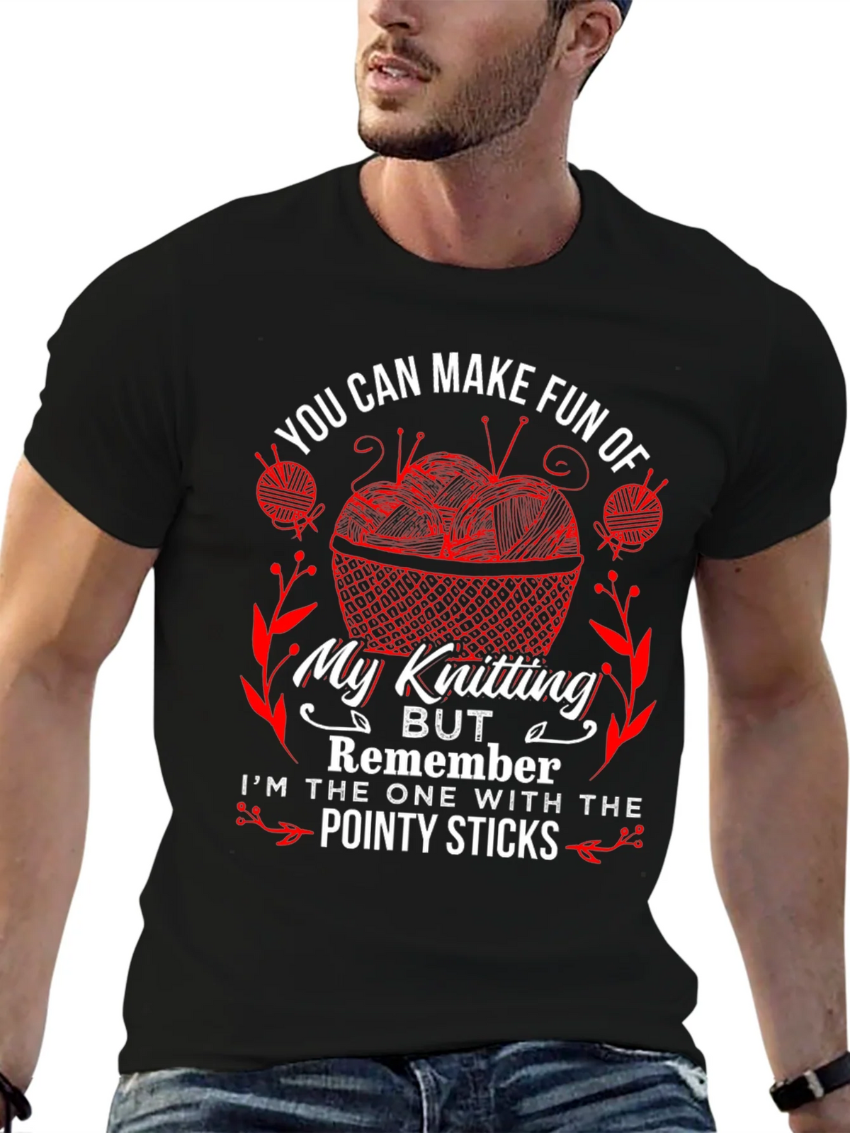 Knitting Humor T-Shirt - Pointy Sticks Design product image 9