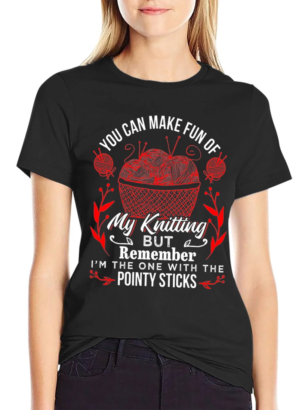 Knitting Humor T-Shirt - Pointy Sticks Design product image 5