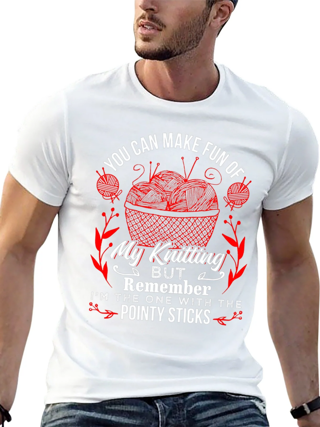 Knitting Humor T-Shirt - Pointy Sticks Design product image 4