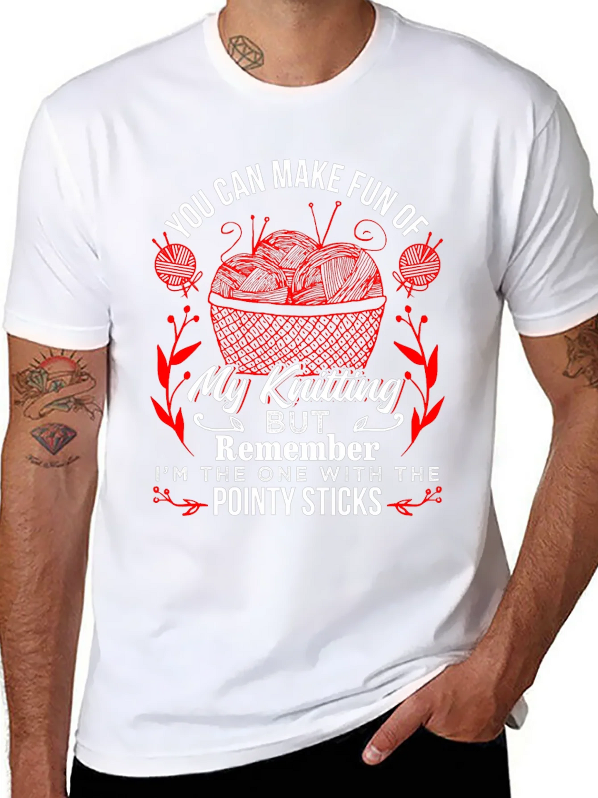 Knitting Humor T-Shirt - Pointy Sticks Design product image 10