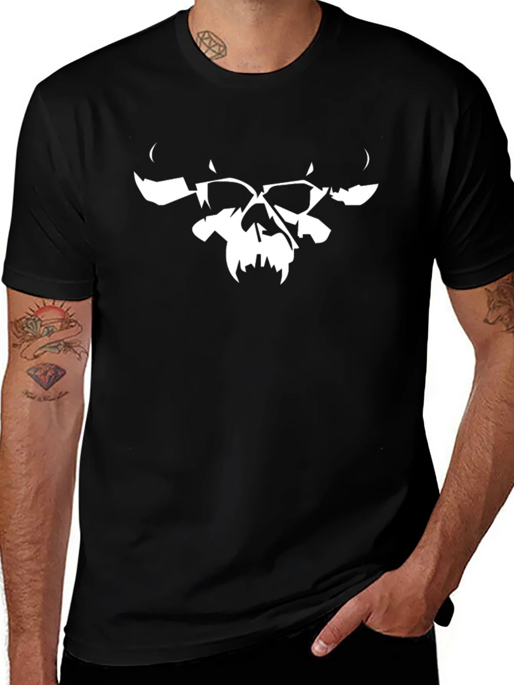 Skull Graphic Tee - Black Cotton Blend product image 1