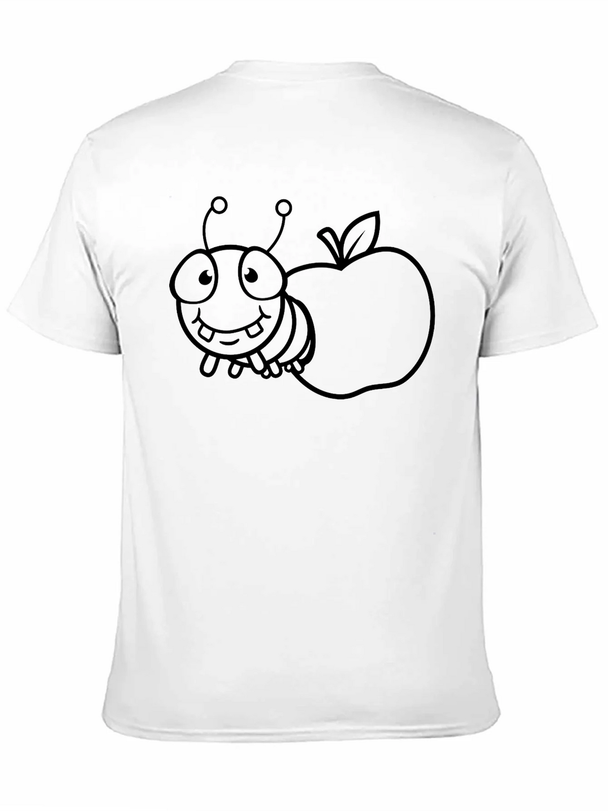 Cartoon Bug and Apple Black T-Shirt product image 2