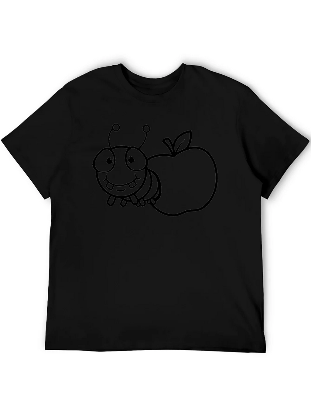 Cartoon Bug and Apple Black T-Shirt product image 8