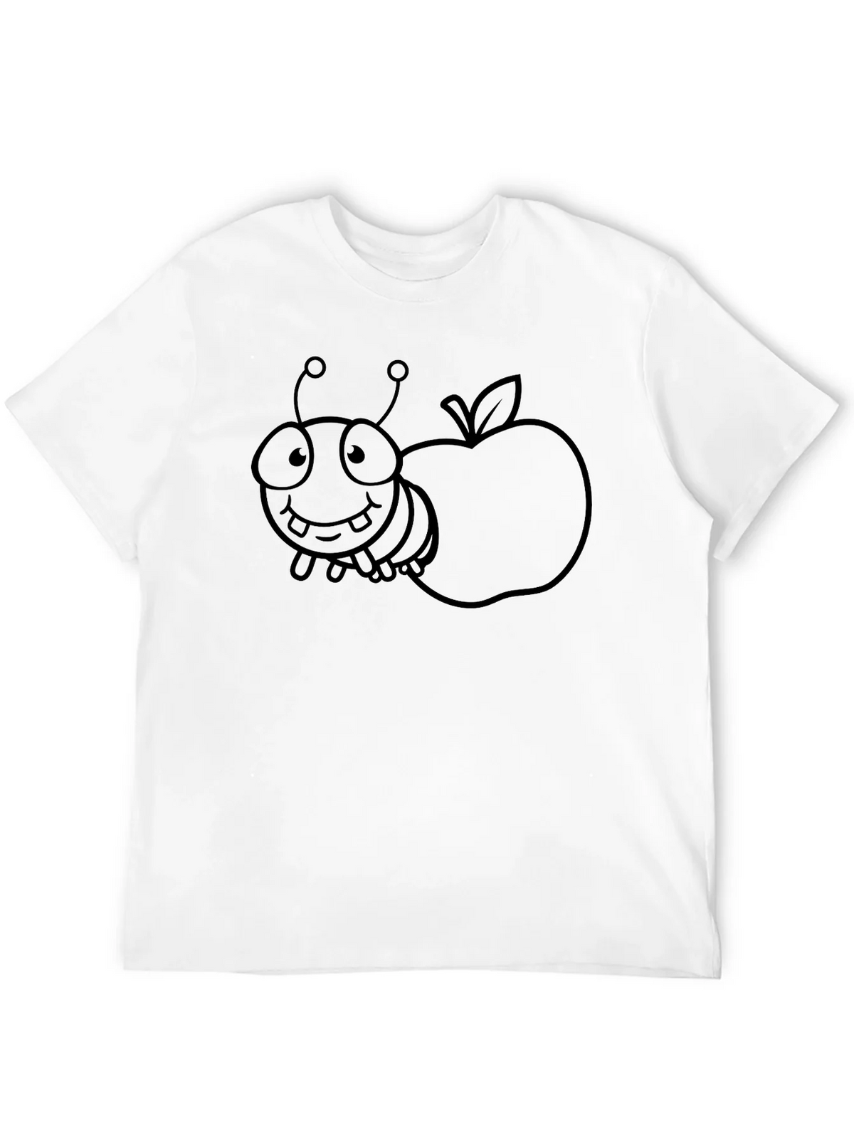 Cartoon Bug and Apple Black T-Shirt product image 3
