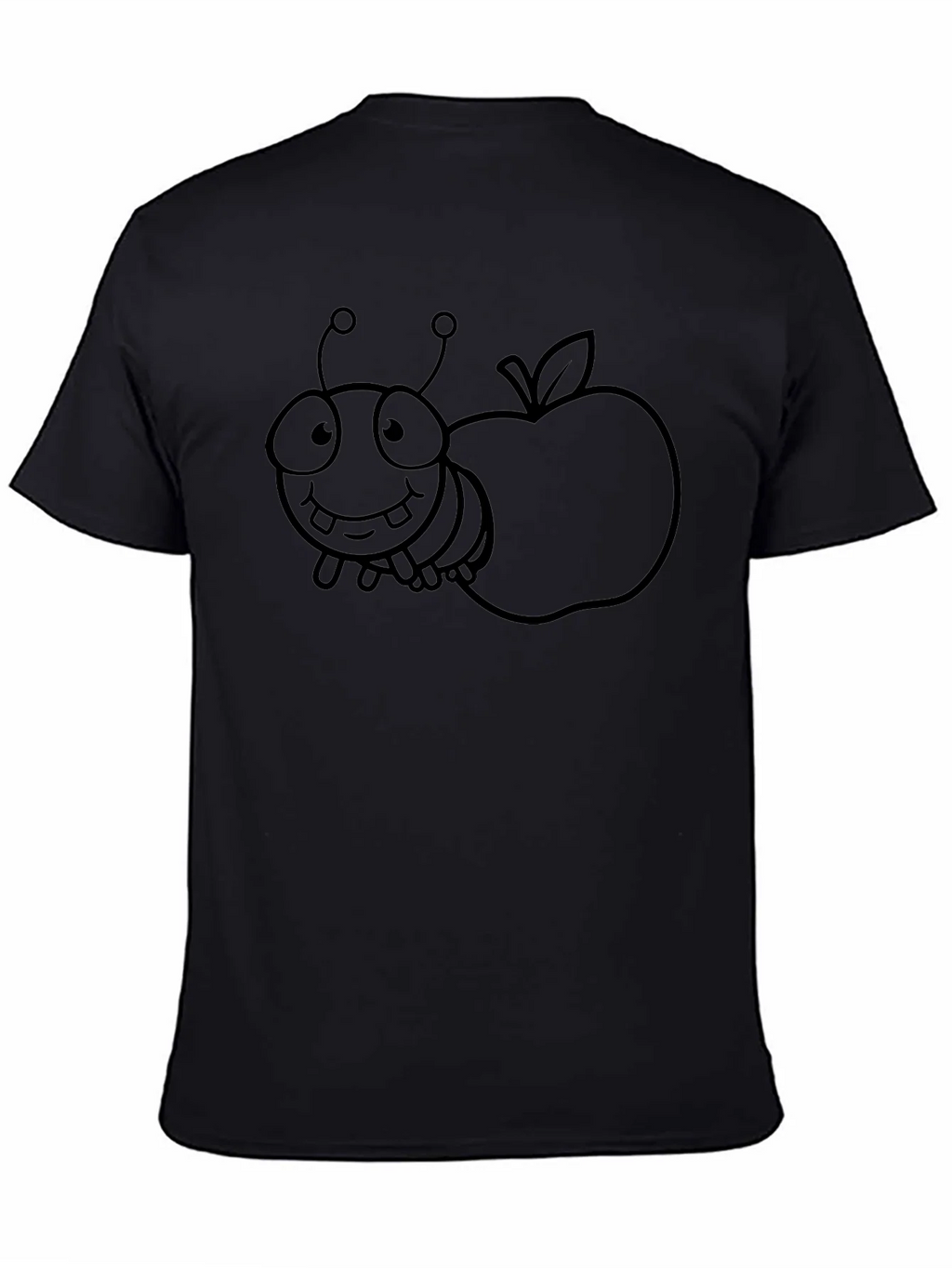 Cartoon Bug and Apple Black T-Shirt product image 7