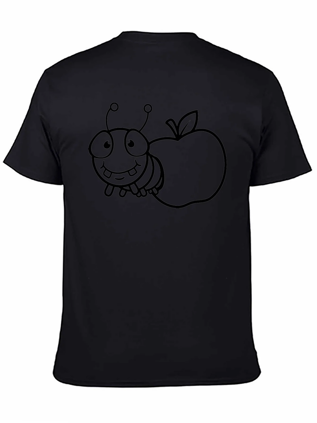 Cartoon Bug and Apple Black T-Shirt product image 7