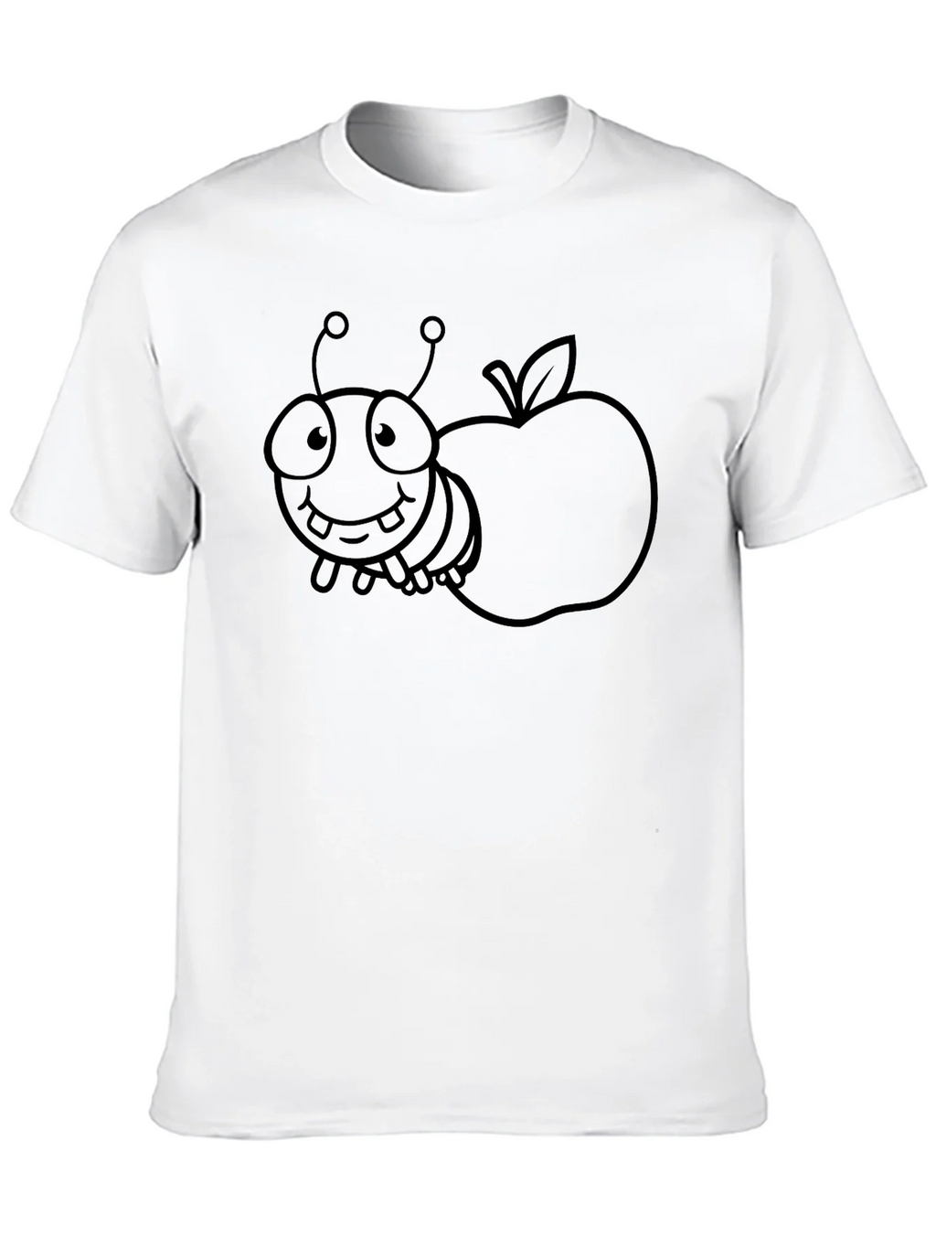 Cartoon Bug and Apple Black T-Shirt product image 12