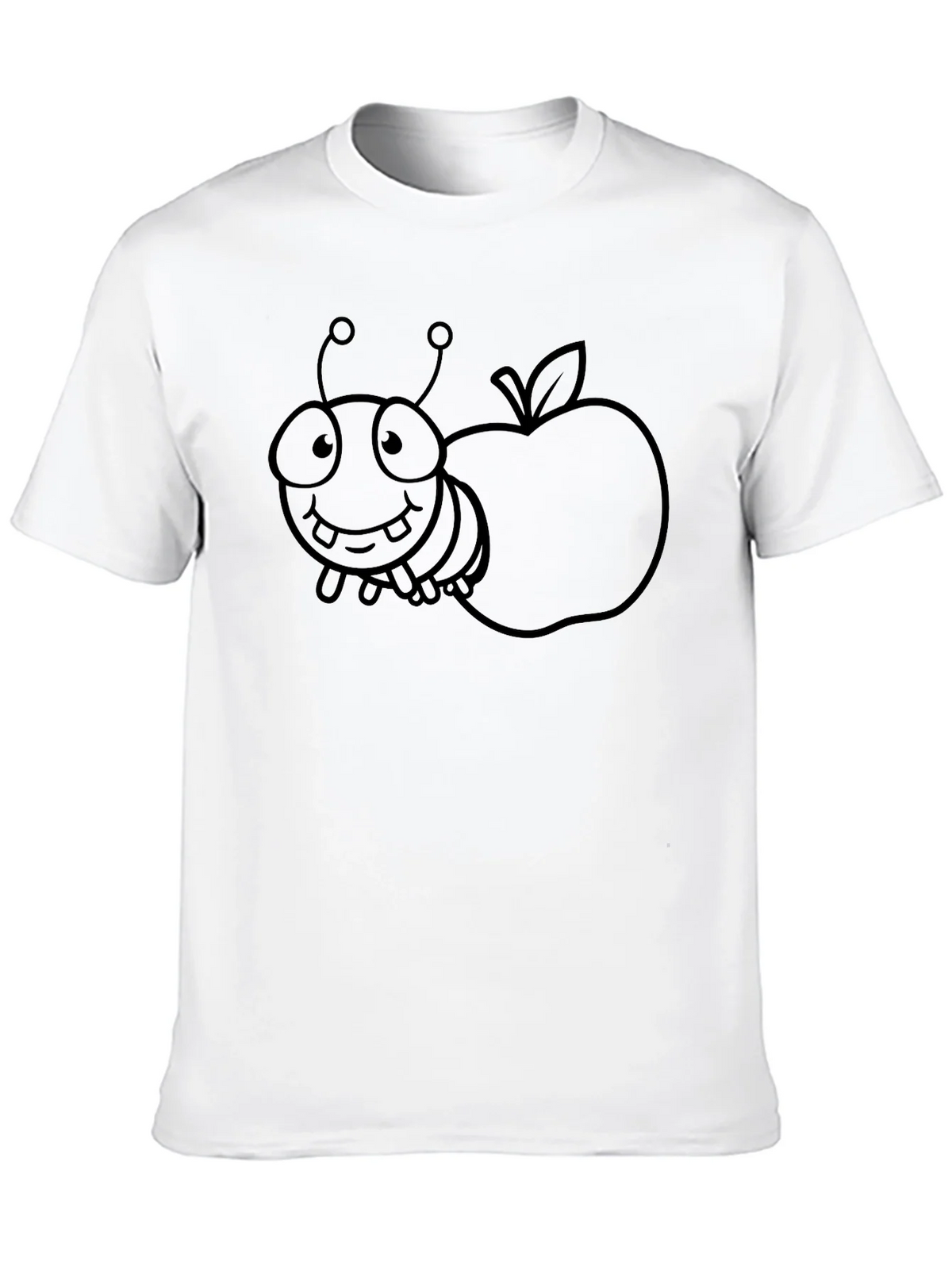 Cartoon Bug and Apple Black T-Shirt product image 12