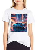 Blue Car Tokyo Nightscape Graphic Tee - Modern Style product image 1