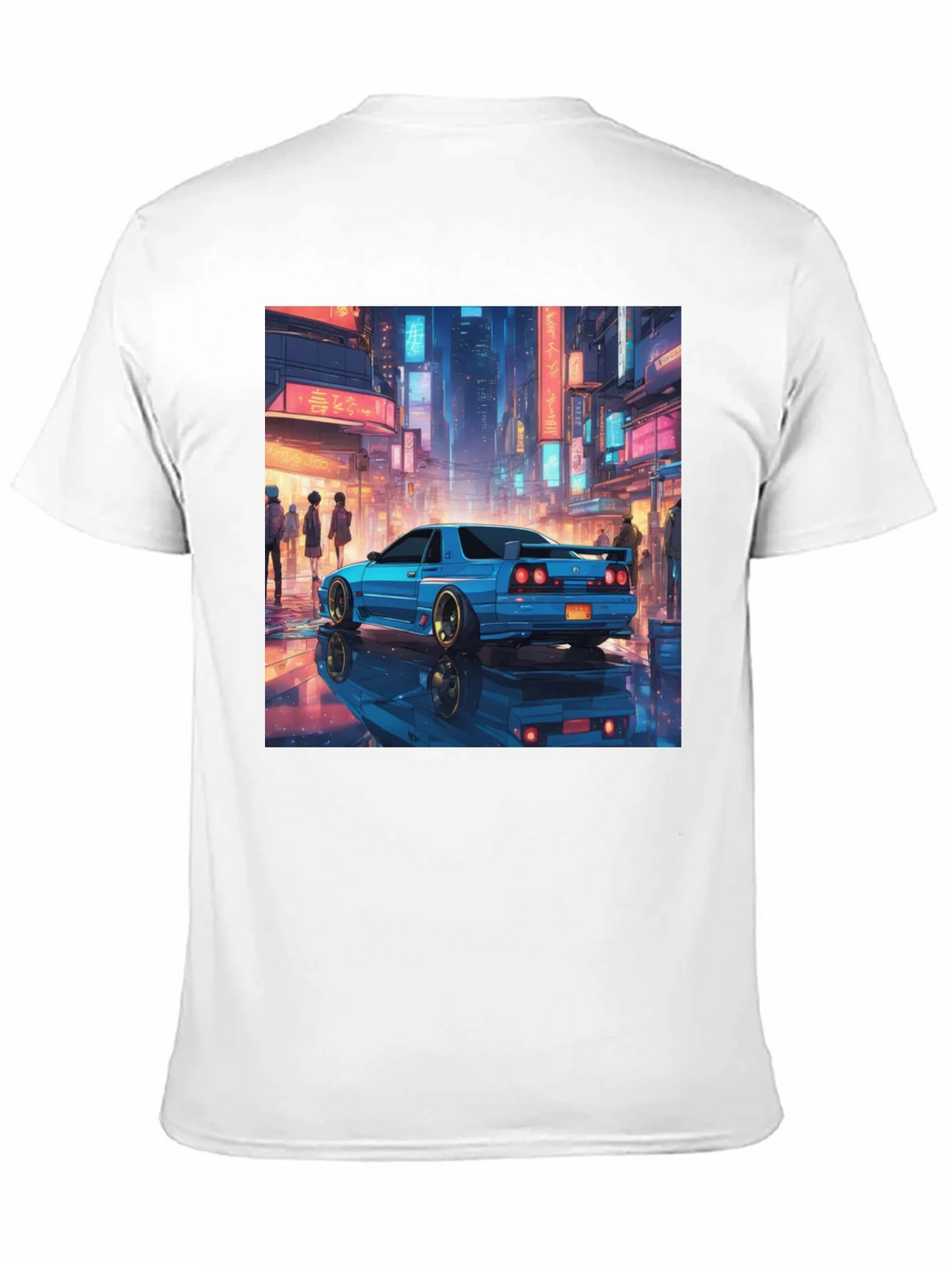 Blue Car Tokyo Nightscape Graphic Tee - Modern Style product image 3