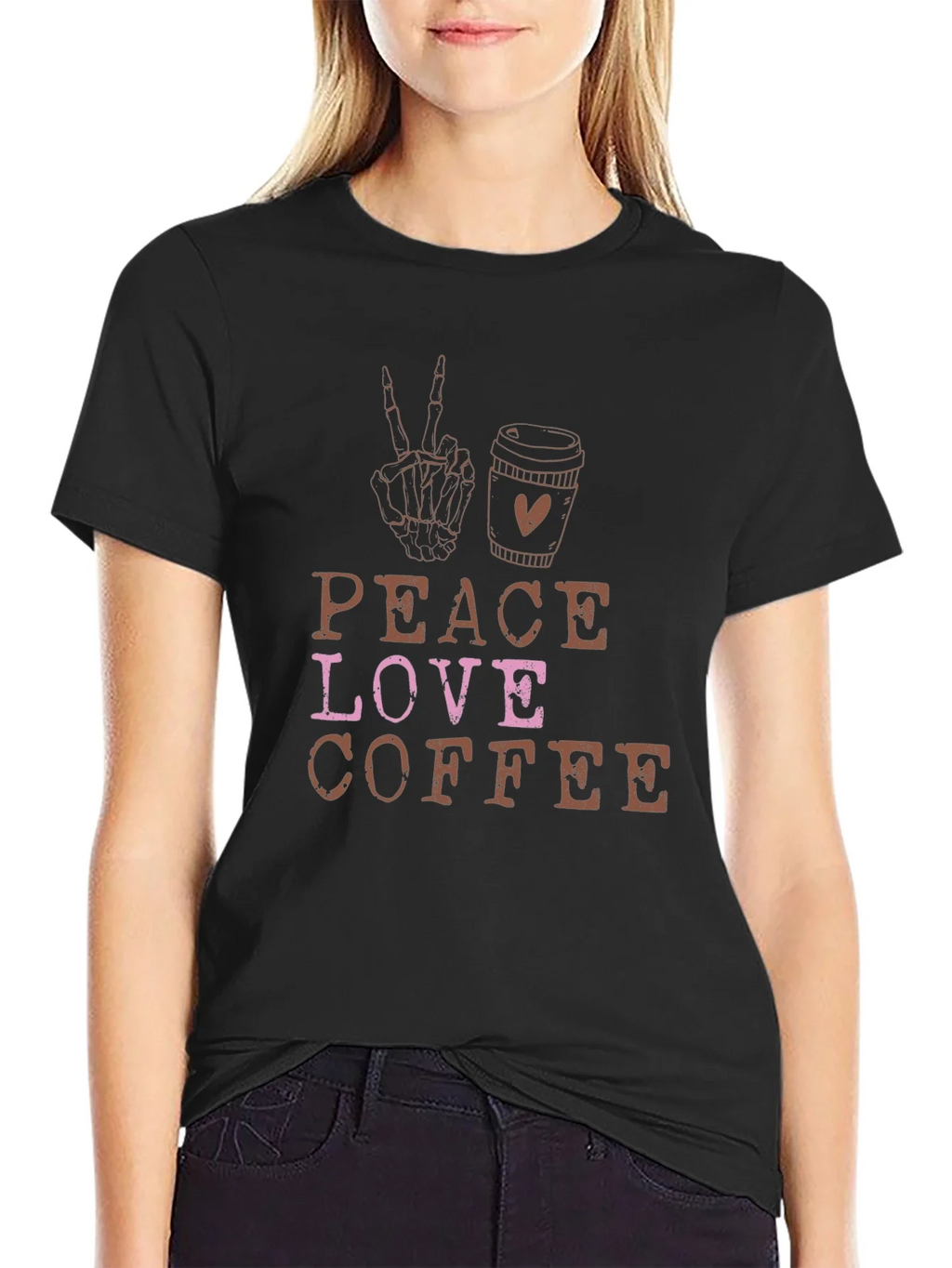 Peace Love Coffee Black Graphic Tee product image 2