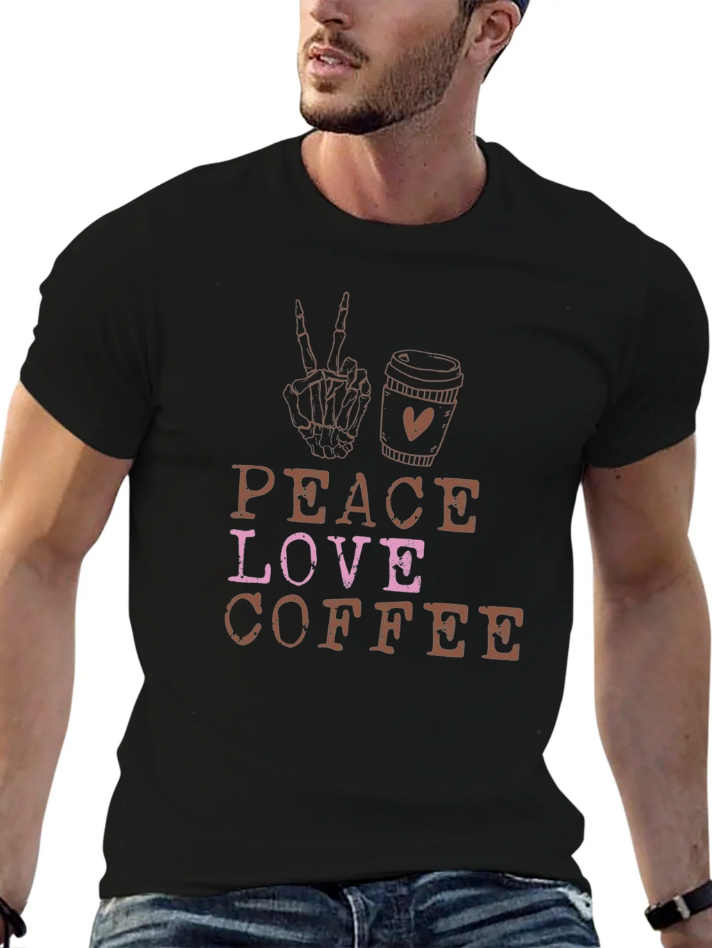 Peace Love Coffee Black Graphic Tee product image 6
