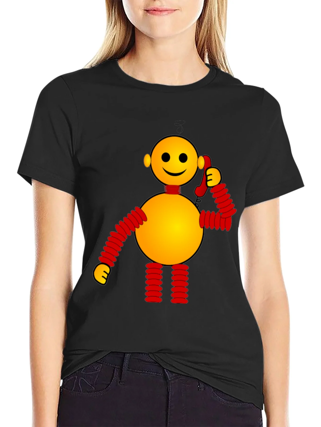 Whimsical Robot Graphic Tee - Black product image 5