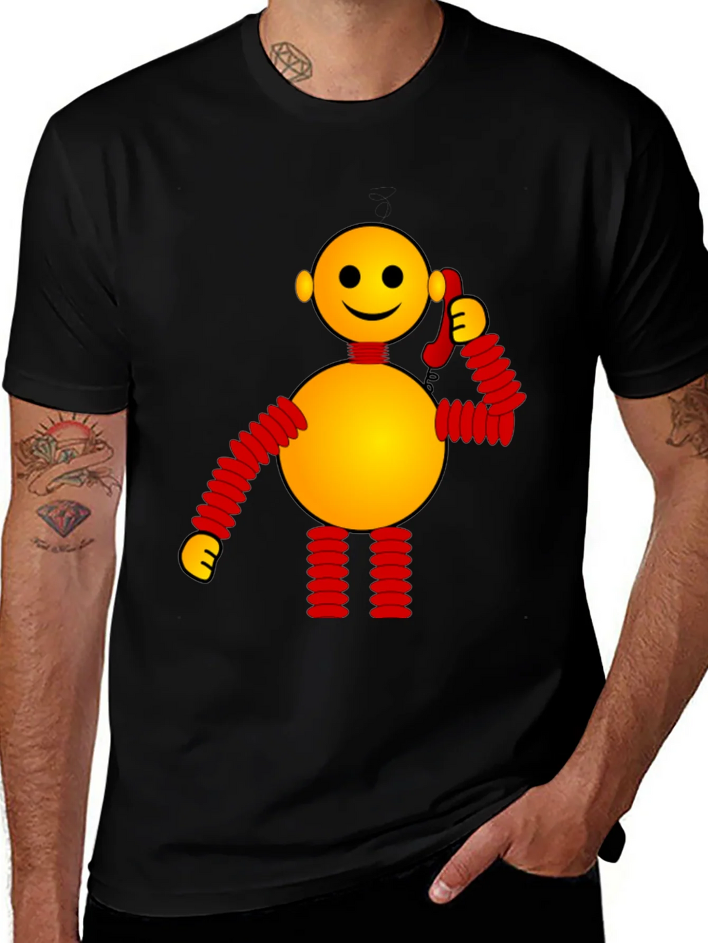 Whimsical Robot Graphic Tee - Black product image 1
