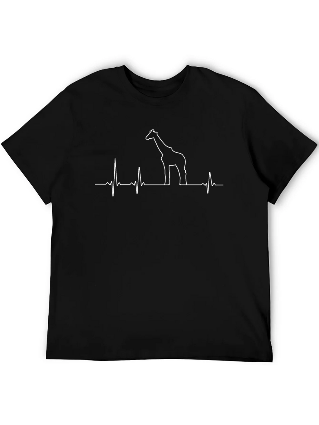 Giraffe Heartbeat T-Shirt - Black Crew Neck Tee product image 7