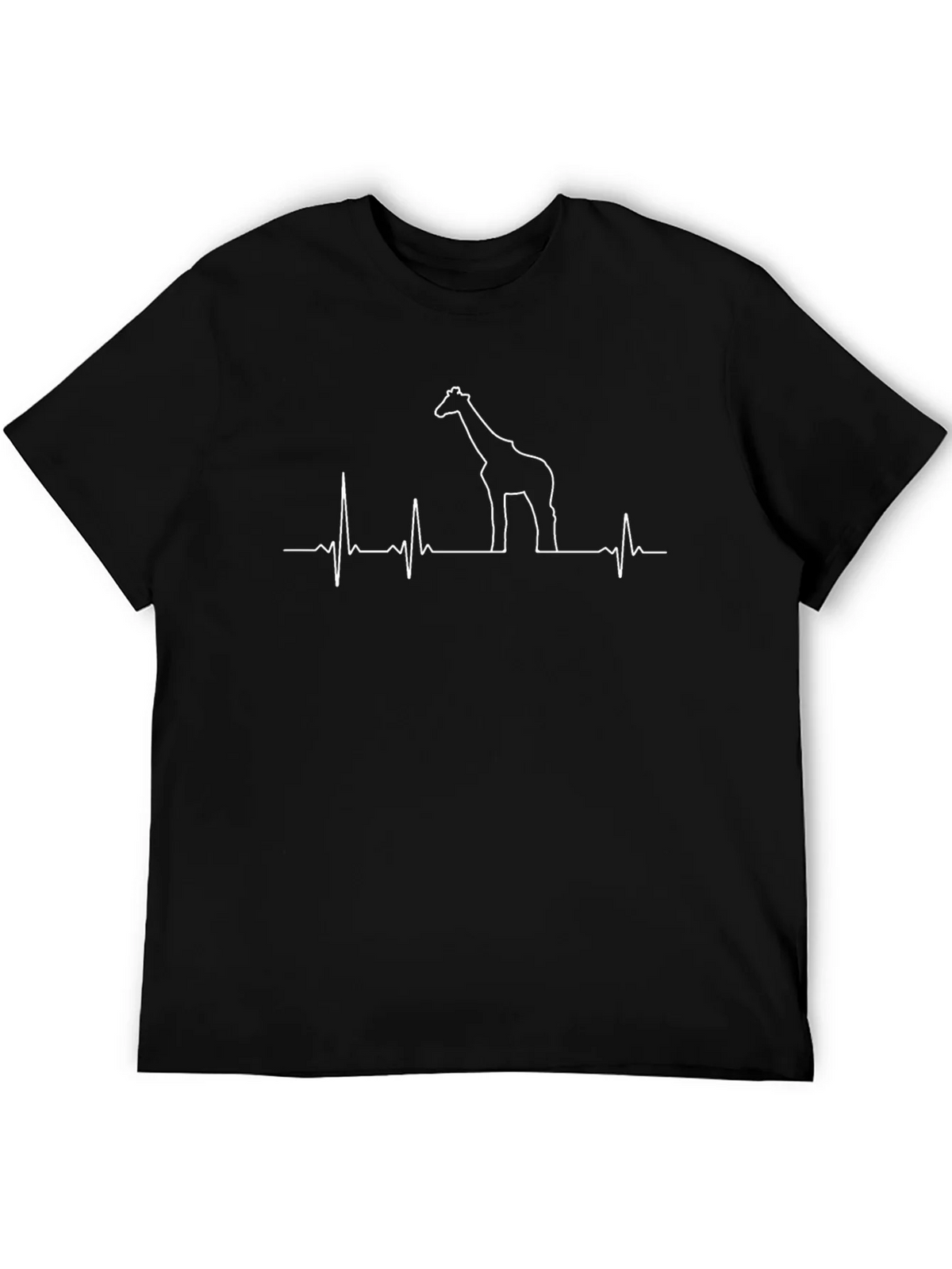 Giraffe Heartbeat T-Shirt - Black Crew Neck Tee product image 7
