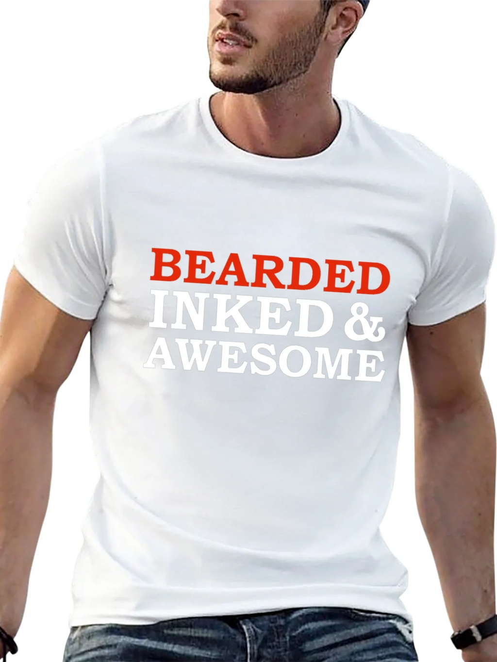 Bearded Inked & Awesome Graphic T-Shirt - Black product image 4